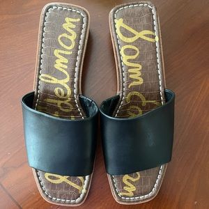 Sam Edelman Valery slide sandal in black leather, size 9.5